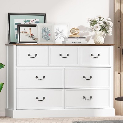 Acekool 7-Drawer Wood Dresser Chest, Rustic Farmhouse Storage Organizer for Bedroom, Living Room, Hallway, and Children’s Room
