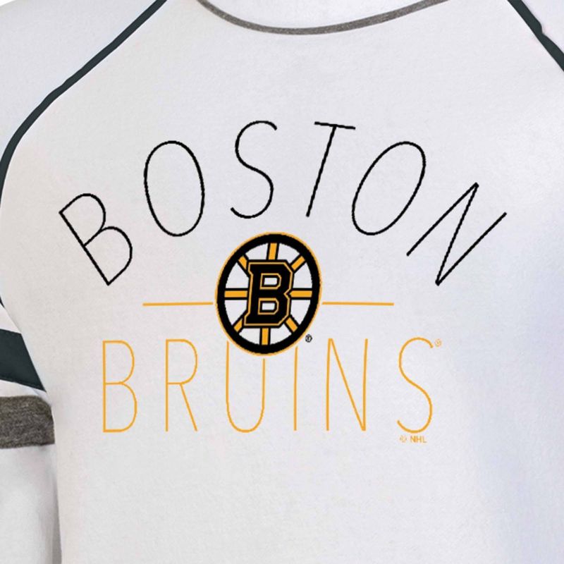 NHL Boston Bruins Women&#39;s White Fleece Crew Sweatshirt, 3 of 4