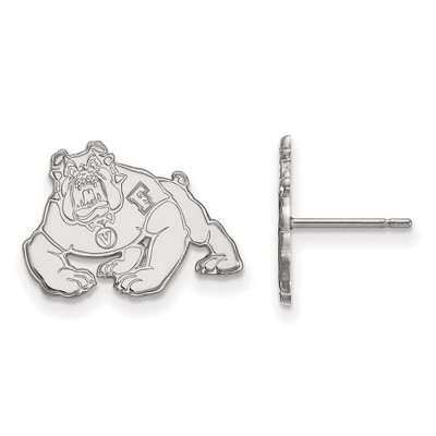 Black Bow Jewelry 10k White Gold California State Fresno Bulldogs NCAA Post Earrings