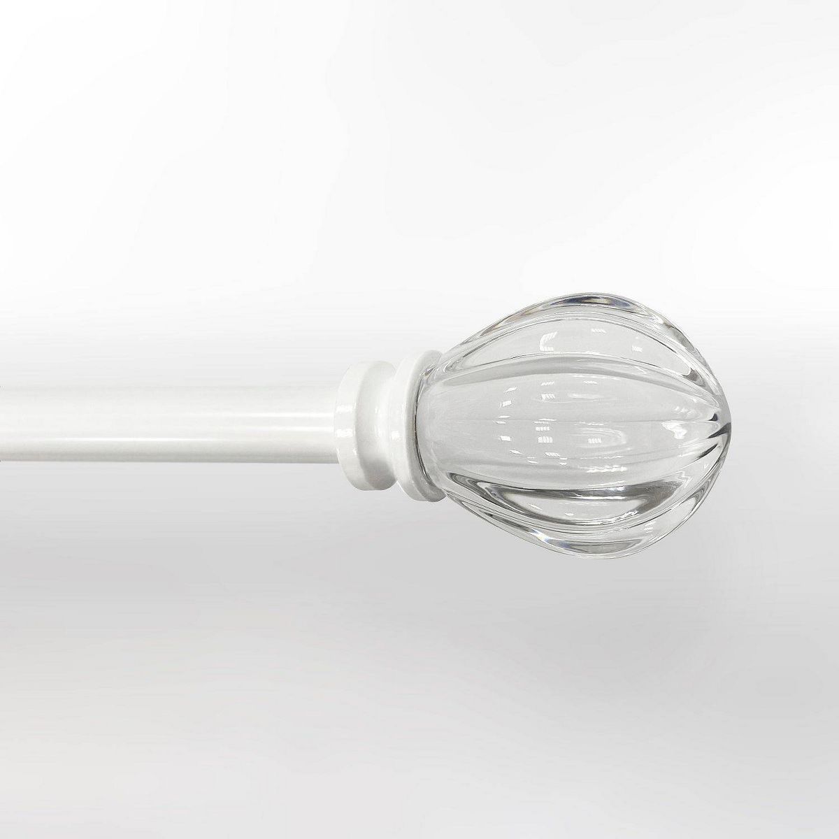 Decorative Drapery Single Rod Set with Acrylic Pumpkin Finials White - Lumi Home Furnishings