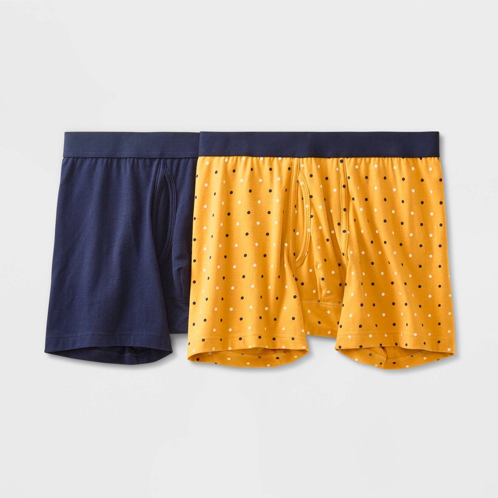 case pack 6 Men's Dotted Print Boxer Briefs 2pk - Goodfellow & Co™ Yellow L