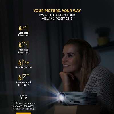 Compact White LED Home Theater Projector with Tripod