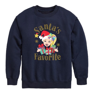 JoJo Siwa Santas Favorite Graphic Long Sleeve Fleece Sweatshirt - Navy - 4T