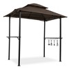 Sevobal Patio Umbrellas Outdoor Grill Gazebo Shelter Tent, Double Tier Soft Top Canopy And Steel Frame With Hook And Bar Counters, Brown, 95"*59"*97" - 2 of 4