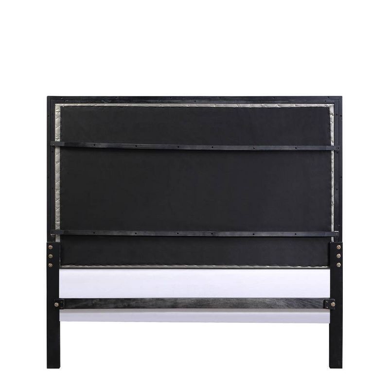 85&#34; Eastern King Bed Nicola Bed Silver Synthetic Leather Black Finish - Acme Furniture, 3 of 8
