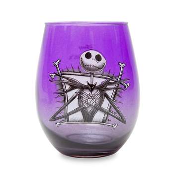 Jack Skellington and Sally (Nightmare Before Christmas) 9oz Fluted Glassware Set of 2 Silver Buffalo