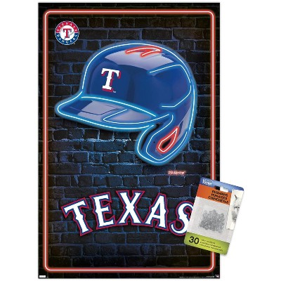 Trends International Mlb Texas Rangers - Neon Helmet 23 Framed