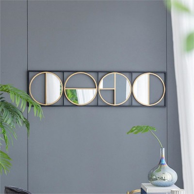 Modern Metal Wall Mirror Set, Round Decorative Mirrors with Square Framed Mirror Art for Living Room or Lounge – The Pop Home