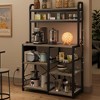 Bakers Rack with Power Outlet, Coffee Bar with Wire Drawer, Microwave Stand, Kitchen Baker Table with Large Storage - 4 of 4