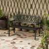 Gardenised Black Outdoor Garden Patio Steel Park Bench Lawn Decor with Cast Iron Back Seating bench, with Backrest and Armrest - 2 of 4