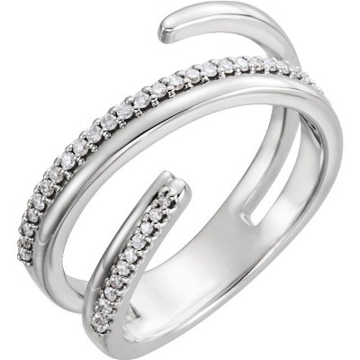 Pompeii3 14kt White 1/6 CTW Diamond Negative Space Ring Right Hand Twist Ring