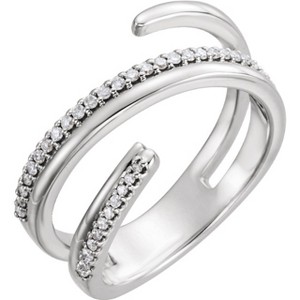 Pompeii3 14kt White 1/6 CTW Diamond Negative Space Ring Right Hand Twist Ring - 1 of 4