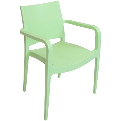 Sunnydaze Plastic All-Weather Commercial-Grade Landon Indoor/Outdoor Patio Dining Arm Chair, Light Green