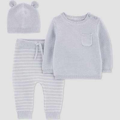 Carter's Just One You® Baby 3pc Bear Top & Bottom Set - Gray 3M