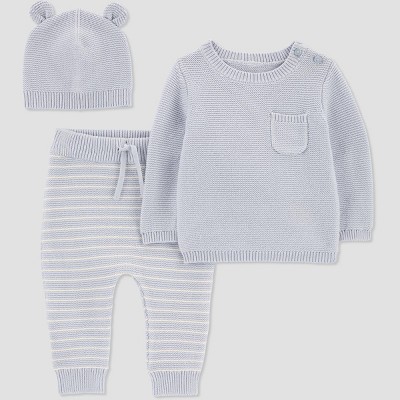 Image of Carter's Just One You® Baby 3pc Bear Top & Bottom Set - Gray Newborn