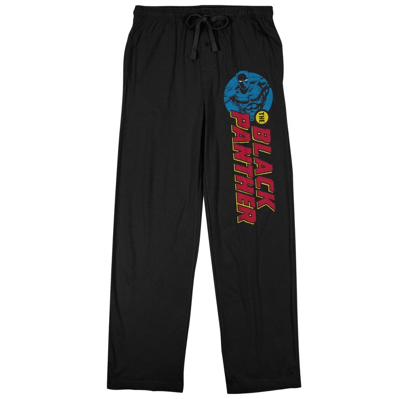Marvel Universe Black Panther Badge and Logo Men's Black Sleep Pajama Pants, 1 of 2