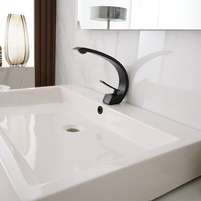 Matte Black Single Handle Mid Arc Bathroom Faucet