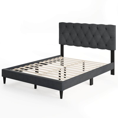 Safstar Full Size Bed Frame with Button-Tufted Headboard & Wooden Slats Easy Assembly