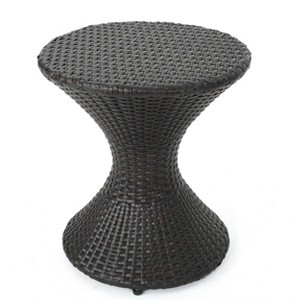Franklin 16" Wicker Hourglass Side Table: No Assembly, Weather-Resistant - Christopher Knight Home - 1 of 4