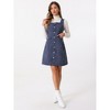 Allegra K Women's Tweed Sleeveless Square Neck Button Up A-Line Pinafore Overall Dress - 4 of 4