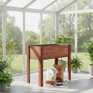 Gulches 31x31x16 Inch Elevated Raised Garden Bed with Legs - 200lbs Capacity Wooden Planter Box for Outdoor Plants Herbs (Eco Water-Based Finish) - 1 of 4