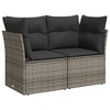 vidaXL Patio Sofa Set with Cushions Gray Poly Rattan - without storage - 4 of 4
