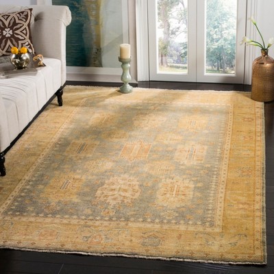 Oushak Hand-Knotted Wool Grey and Gold 8' x 10' Area Rug