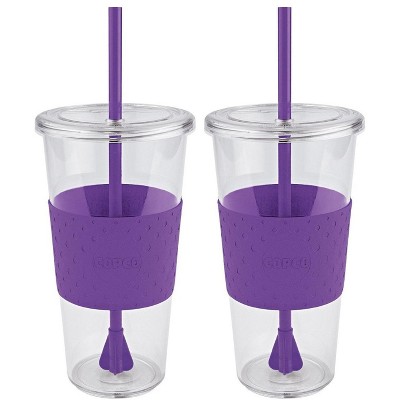 Copco Sierra 2-Pack 24 Ounce Iced Beverage Tumbler Cup with Straw & Spill Resistant Lid, BPA Free