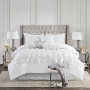 Kumasinova 7Pcs Tufted Polyester Comforter Set,All Season Luxury Bedding Set with Comforter,Sheets,Shams&Decor Pillows,Machine Washable,White - 1 of 4