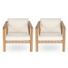 Christopher Knight Home Fraser Patio Slat Design Acacia Wood Club Chair with Cushion, Beige/Light Teak - 2 of 4