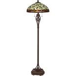 Robert Louis Tiffany Traditional Floor Lamp 60" Tall Bronze Tiffany Style Leaf Pattern Stained Glass Shade for Living Room Reading Bedroom