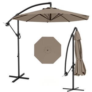 10ft Outdoor Cantilever Hanging Offset Umbrella, UV Protection Waterproof for Garden, Deck, Backyard, Pool (Brown) - 1 of 4