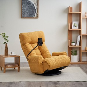 GlasFlength 360 degree rotatable sofa chair, Adjustable head and waist, Lounge Chair in the living room, Leisure Chair, Yellow, 31.1"*43.3"*34.65 - 1 of 4