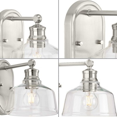 Brushed Nickel 1-Light Vanity Fixture with Clear Glass Shade
