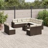 vidaXL 12 Piece Patio Sofa Set with Cushions Brown Poly Rattan - Brown and Cream With Table - 2 of 4