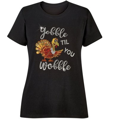 Collections Etc Thanksgiving Gobble 'Til You Wobble Turkey T-Shirt