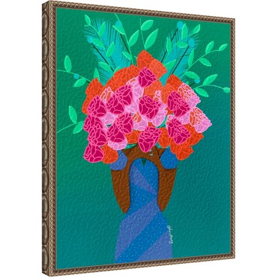 Botanic-Inspired Beaded Bronze Framed Canvas Wall Art 16 x 20-in.