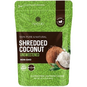 Herbaila Shredded Coconut – Unsweetened, All-Natural, Non-GMO Dried Coconut Flakes – 1lb Bag (16 oz) - 1 of 4