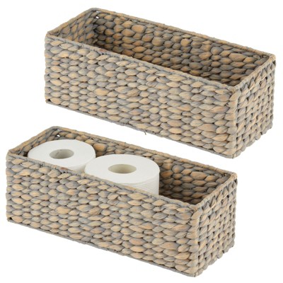 Mdesign Natural Hyacinth Stackable Pantry Bin Basket : Target