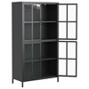 DOMETOUR Metal Storage Cabinet Glass Door Cabinet, With Adjustable Shelves for Home Office - 3 of 4