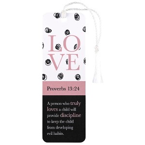 Dicksons BKMTL-490 Love A Person Who Truly Loves A Child Will Provide Discipline Black, White, and Pink 2 x 6 Paper and Tassel Encouraging Tassel - 1 of 2