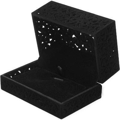  Rectangle Velvet Jewelry Gift Box (8.5 x 5.8 x 4.5 Inches, Black) 