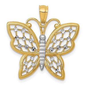 Black Bow Jewelry 14k Yellow Gold & White Rhodium 23mm Diamond Cut Butterfly Pendant - 1 of 4