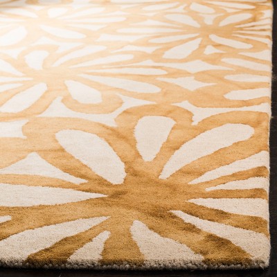 Handmade Tufted Blue Floral Wool 4' x 6' Rug