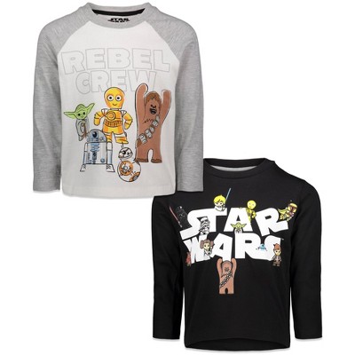 Star Wars Big Boys 2 Pack Long Sleeve Graphic T-Shirts Black / Gray 18-20