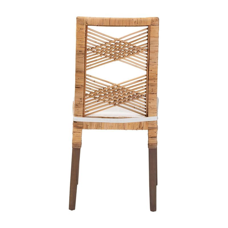 2pc PoltakRattan Dining Chair Set Brown - bali & pari: Mahogany Frame, Upholstered Cushion, Bohemian Style, 6 of 12