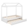 VASIP Twin Size House Bed with Trundle, Customizable Playhouse Bed with Pull-Out Guest Bed for Kids Room,White - 4 of 4
