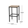 Coolbibila 30'' H Outdoor Height Bar Stools Set of 2,Modern Industrial Acacia Slat Seat Backless Bar stool,Metal Frame Bar Stools with Footrest - 4 of 4