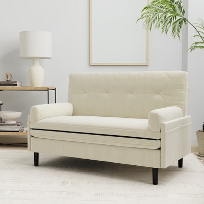 SKRAN Futon Sofa Bed, Loveseat Couch Sofa, Convertible Sleeper with Adjustable Backrest and Upholstered 2-Seat for Small Space, Living Room