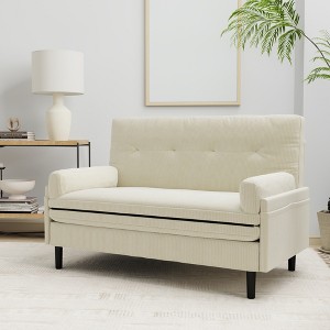 SKRAN Futon Sofa Bed, Loveseat Couch Sofa, Convertible Sleeper with Adjustable Backrest and Upholstered 2-Seat for Small Space, Living Room - 1 of 4